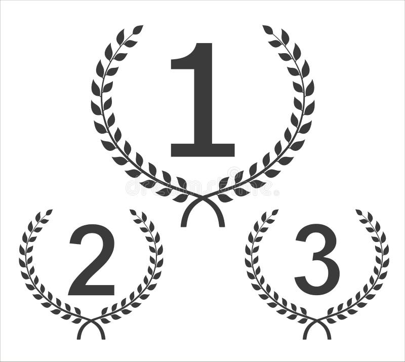 Сircular winner emblems. Set from three winners